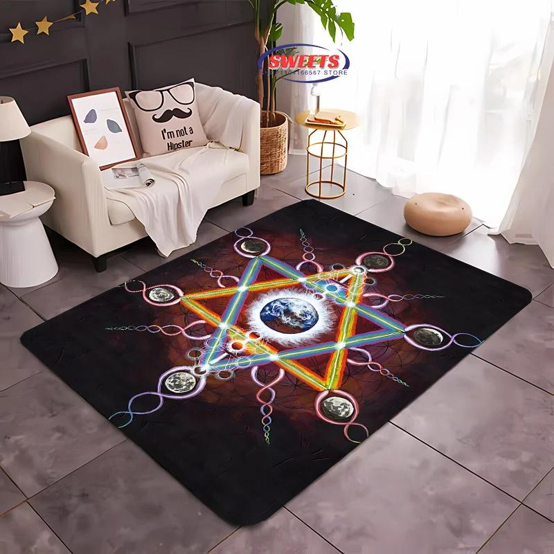 Neue Produkte schnell versandt! 3D Heiliger Metatron-Würfel Muster Teppich Wohnzimmer Teppich Schlafzimmer Sofamat Kinder Rutschfeste Bodenmatte