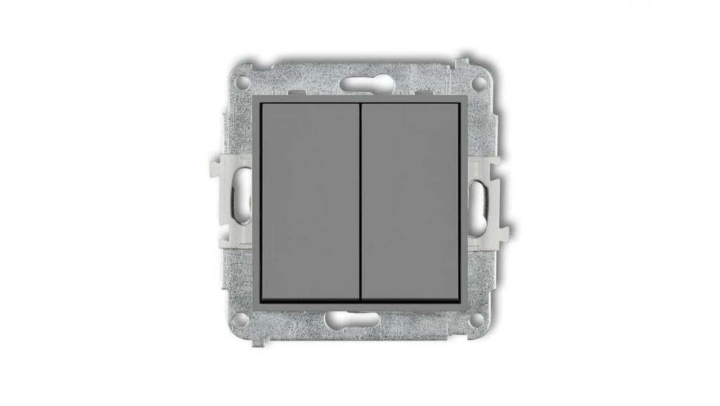 Icon Mechanizm Łącznika Podwójnego Schodowego (Dwa Klawisze Bez Piktogramów) Szary Mat 27Iwp-33.1