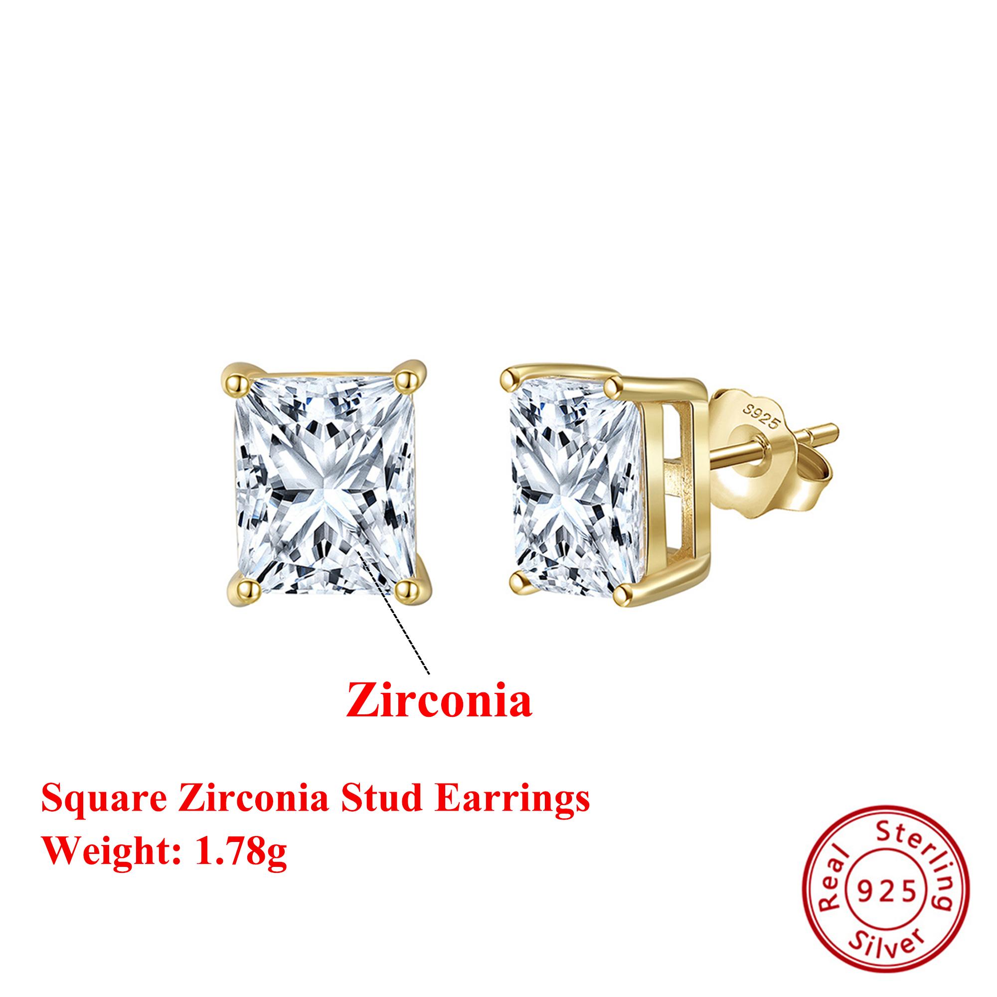 

Effie Queen 925 Pure Silver 14k Gold Square Cut Zirconia Stud Earrings Ideal Jewelry for Women Wedding Party Banquet Gift LZE54 1ct Zirconia