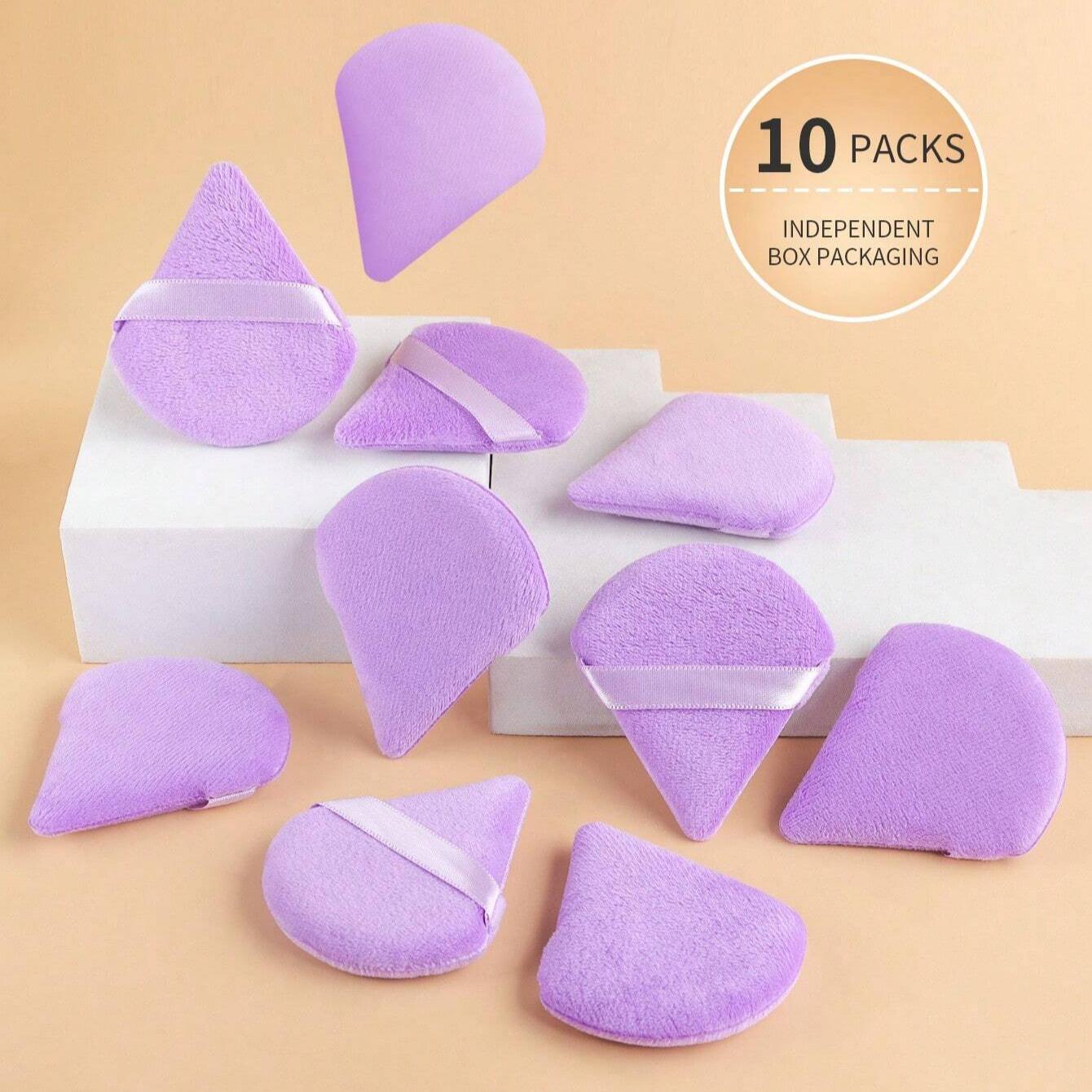 

10PCS Triangle Powder Puff Soft Makeup Sponge For Face Eyes Contouring Shadow Cosmetic Washable Mini Velvet Foundation Puff фіолетовий