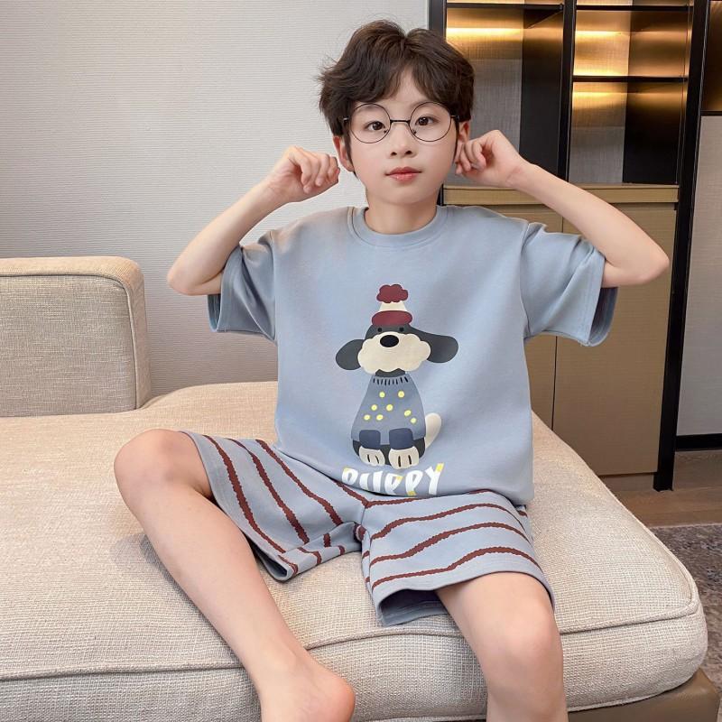 Boys Cotton Short Sleeve Pajama Set Lightweight Cartoon Home Wear Kids 8 Years