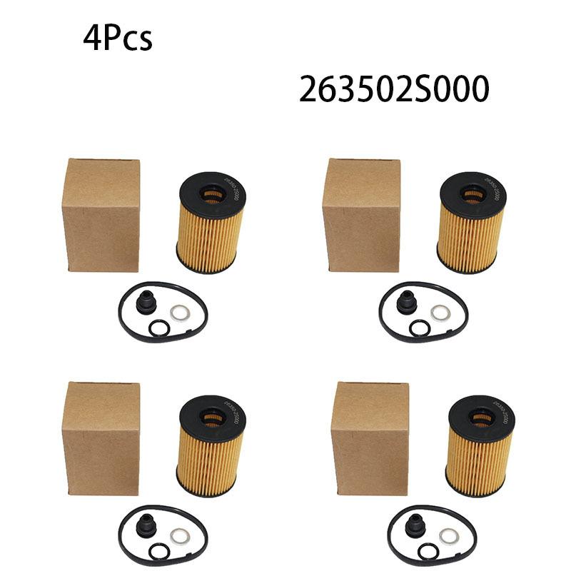 4Pcs 263502S000 For Hyundai Sonata 2020-2023 for Kia K5 2021-2025 Oil Filter Service Kit