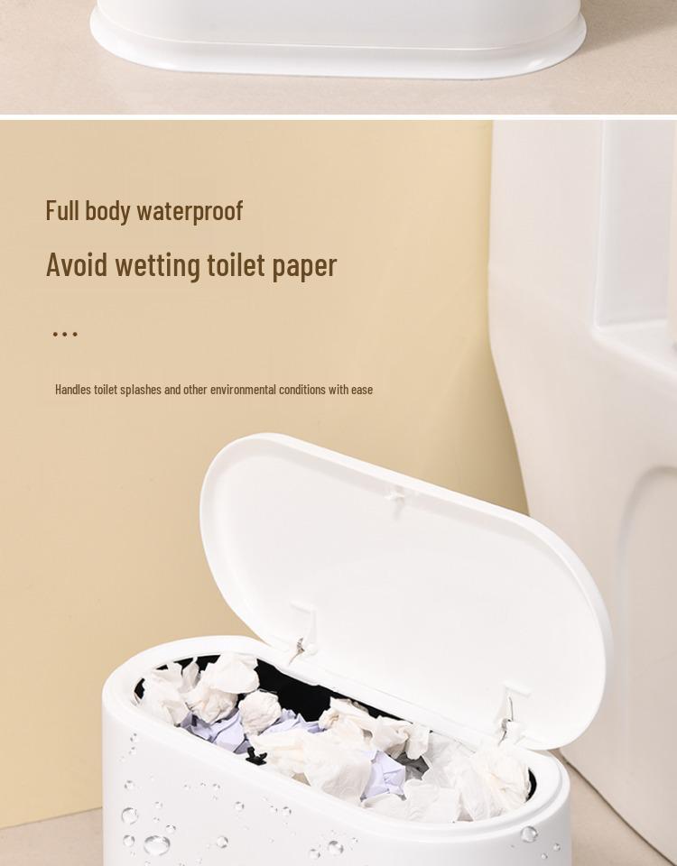 INS Style Narrow Gap Bathroom Trash Can with Lid - Moisture & Odor Proof