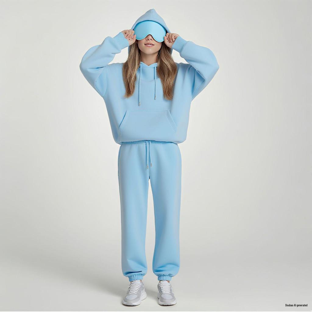 2025 Autumn/Winter Raglan Sleeve Sweatshirt & Zipper Pocket Long Pants Set