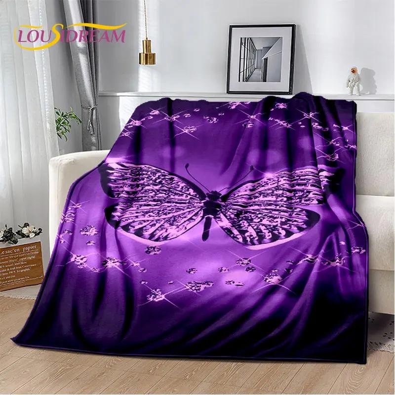 D Cartoon Dream Butterfly Flower Soft Plush BlanketFlannel Blanket Throw Blanket for Living Room Bedroom Bed Sofa Picnic Cover