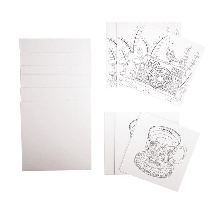 Carte à colorier avec enveloppe Motifs assortis 13,5 cm 6 pièces