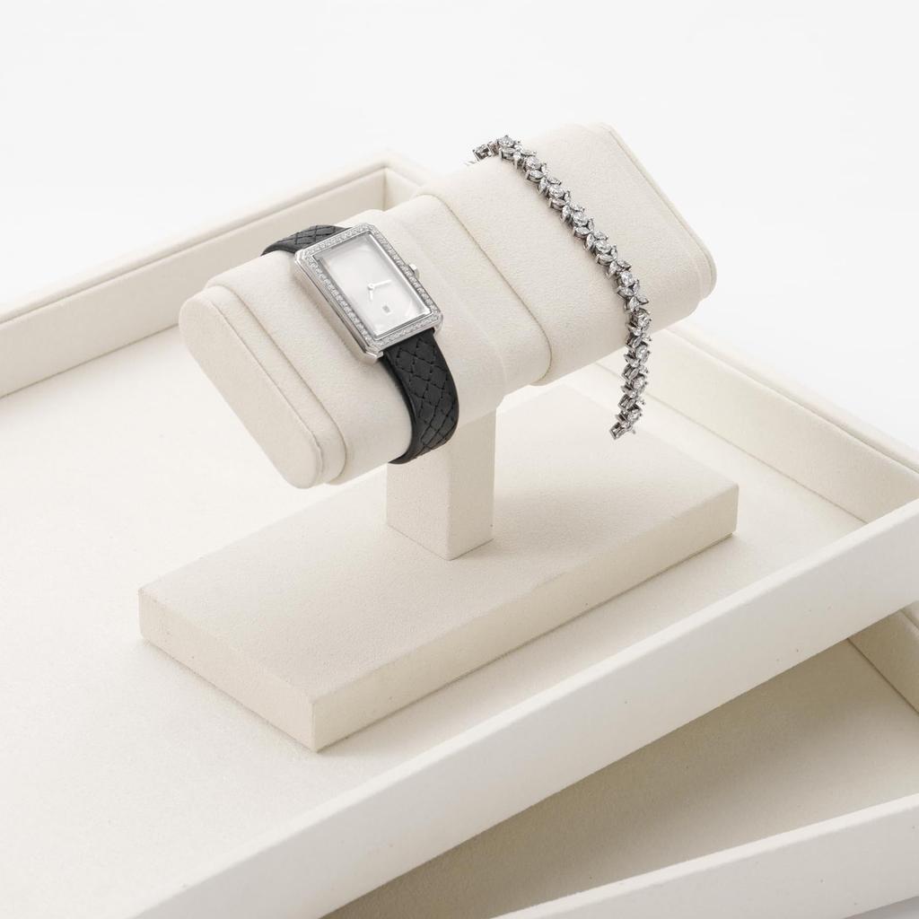 Woodten Watch Stand, Set of 2, Ideal for Storing Bracelets, Bangles, and Watches (Beige) J00601