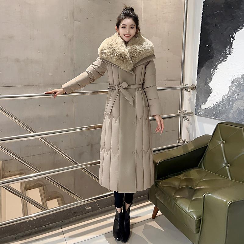 Women's large fur collar splicing new cold and windproof lightweight thickened fluffy warm loose high-quality fabric casual sports cotton clothing