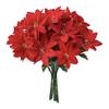 Faux Poinsettia Stems Flowers 13 Inch Artificial Poinsettia Flower Bouquet With 5/7 Heads Faux Silk Christmas Floral Arrangement