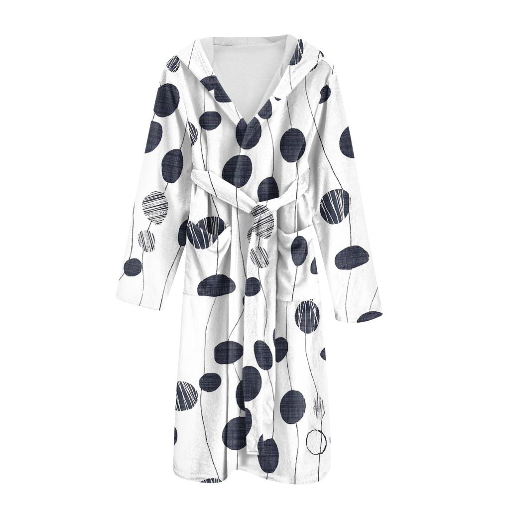 Flanell-Bademantel für Damen und Herren, lange Länge, Blumenmuster, Schnelltrocknend und Saugfähig, Geeignet für Alle Jahreszeiten, Frühling, Sommer, , Winter,