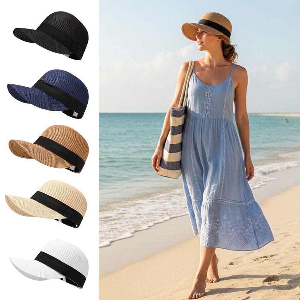 Cappelli di Paglia Intrecciata Cappelli da Sole Protezione Solare Berretti alla Moda Berretto da Baseball Estivo