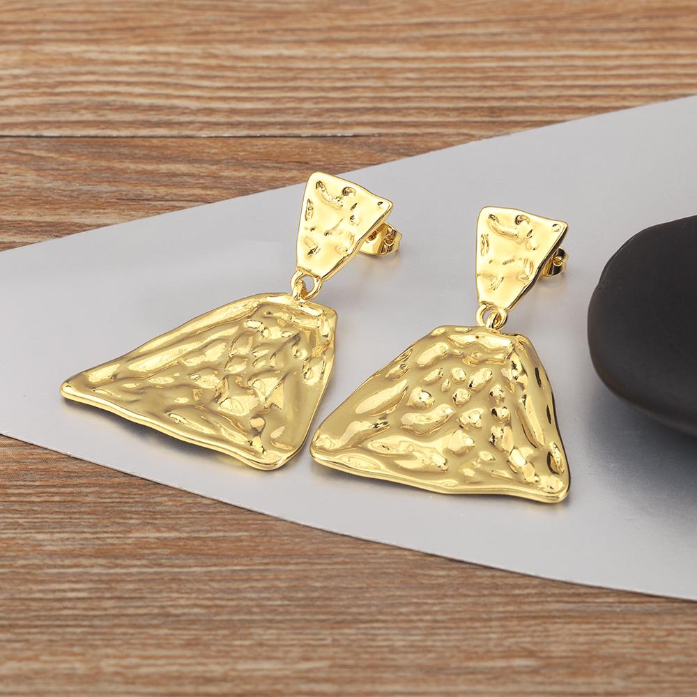 

Nidin New Arrival Triangle/Oval Shape Irregular Geometric Charm Earrings For Women Punk Style Copper Ear Jewelry Creative Gifts