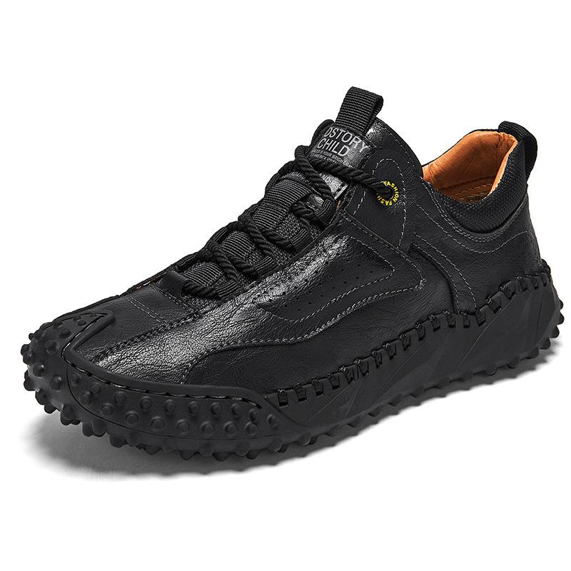 Lace-up leather surface men's casual shoes spring and summer trend green outdoor shoes men