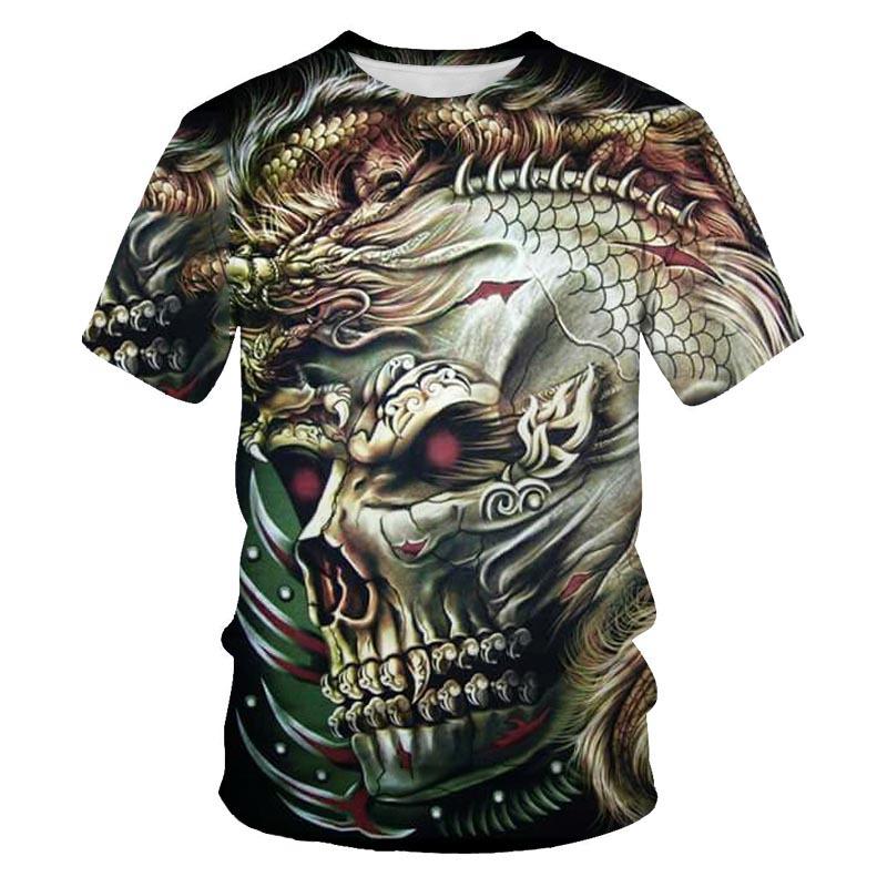 Summer Round Neck 3D Skeleton Print Top Fashionable Casual Short Sleeved Men's T-shirts
