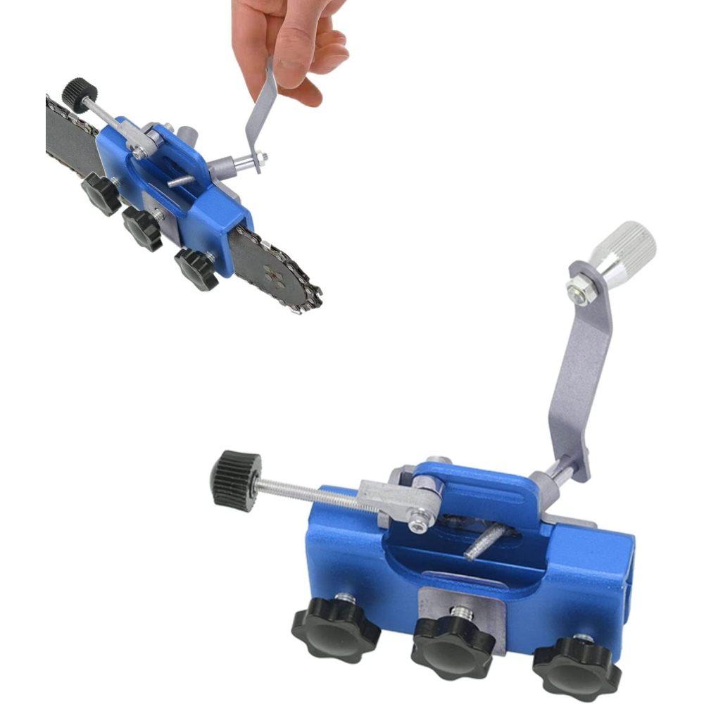 Chainsaw Chain Sharpening Jig, Portable Manual Sharpener for Sharpen with The Hand Crank, Suitable All Kinds of Saws and Electric Saws, Tool Clamp