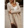 Letter Hooded Cardigan Knit Sweater Women Autumn Winter Loose Long Sleeve Coat Long Knitted Jacket Pocket Overcoat Office Lady
