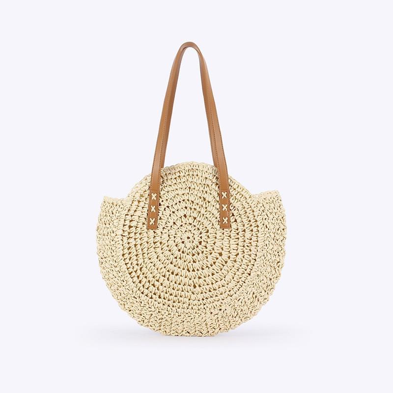 Simple Round Single-shoulder Paper Rope Woven Bag Seaside Vacation Beach Fashionable Women s