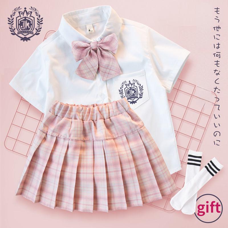 Children's Short-Sleeved JK Uniform Skirt Full Set Girls' Suit Student Uniform