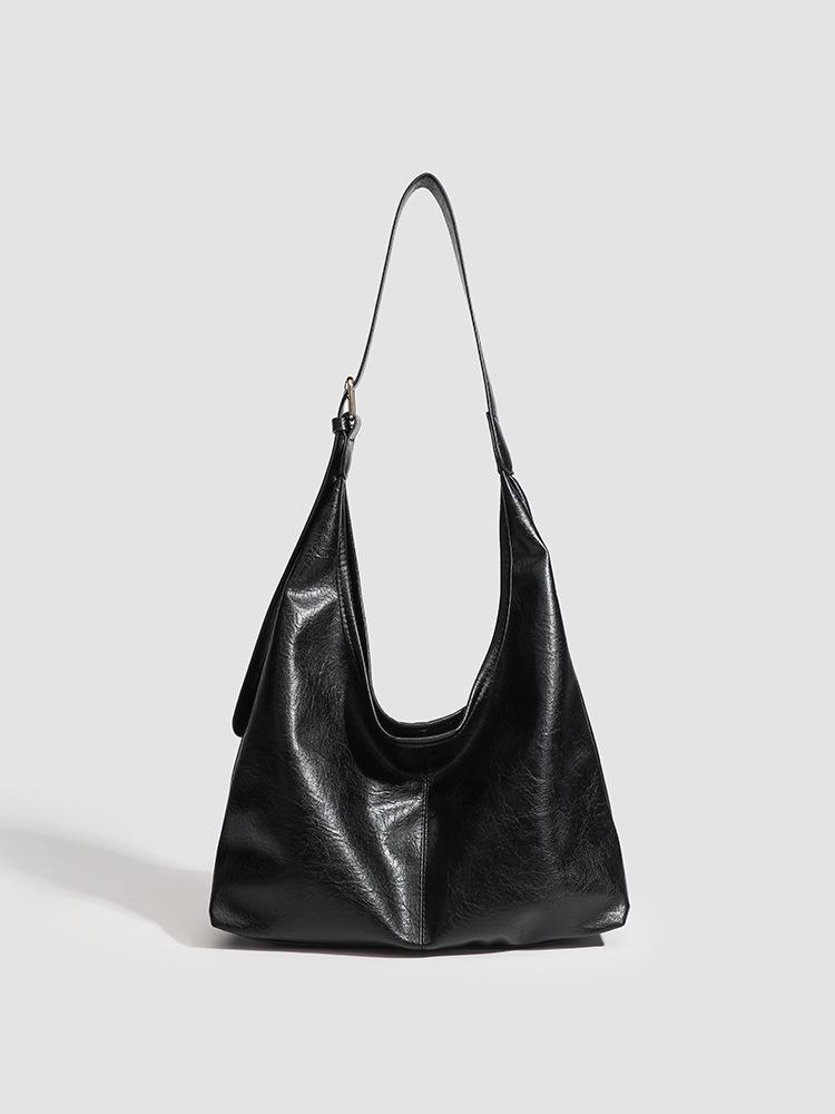 Retro Soft Leather Large-Capacity Tote Bag Women'S Bag Single Shoulder Underarm Bag Trendy Daily Leisure Commuting Medium And Large Bag