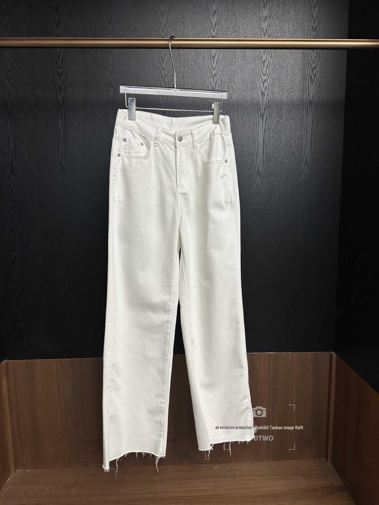

Spring/Summer Classic White Straight-Leg Jeans - Versatile Casual Long Pants Small белый