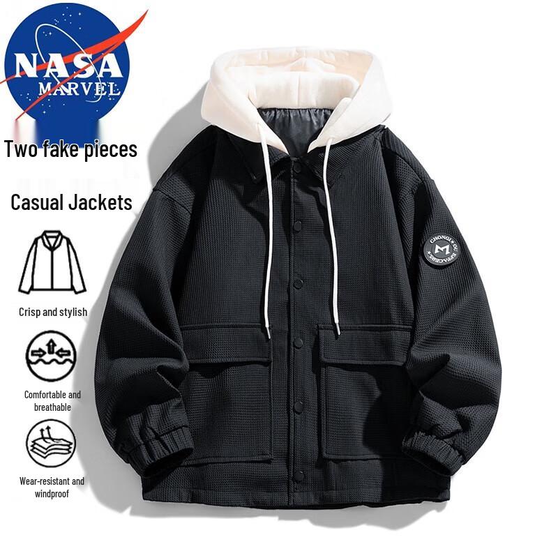 NASA MARVEL Men's Faux 2-Piece Hooded Jacket