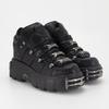 Gothic Punk Style Women's Ankle Boots - Lace-Up, Platform Heel, Round Toe with Metal Accents, Faux Cover