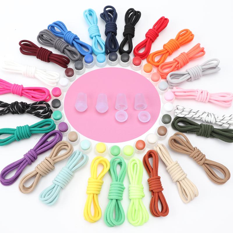 Spring Lock Shoelaces No Tie Shoe Laces Sneakers Round Elastic Shoe Lace Kid Adult Quick Without Ties Shoestrings Rubber Bands