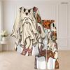 Women Plus Size Round Neck Long Sleeve Cartoon Bear Printed High Low Top Wide Leg Pants Two Piece Set