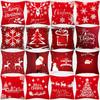 Christmas Pillowcase 45X45 Pillowcase Polyester Merry Christmas Print Sofa Cushion Decoration Pillowcase Christmas Gift Short Pl