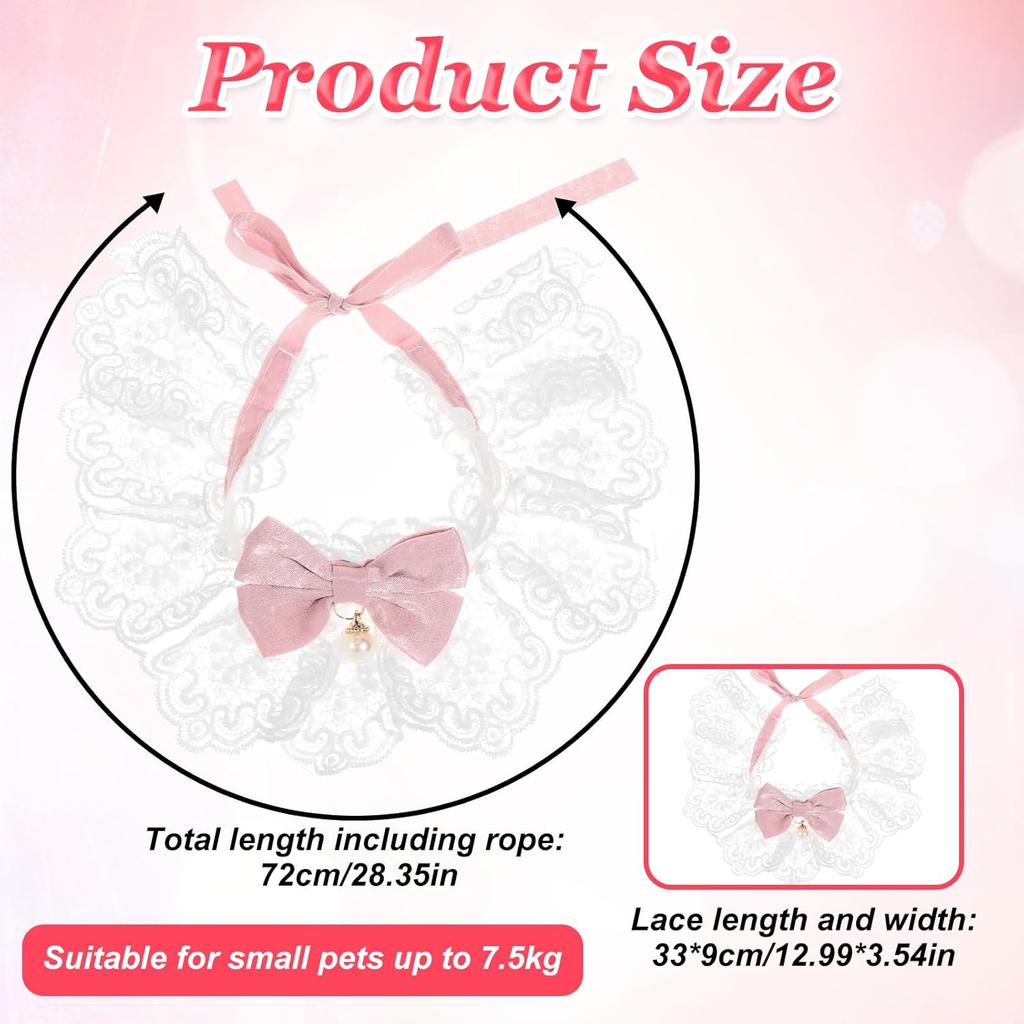 Cat Bow Collar, Breakaway Kitten Collar with Cute Bow Tie Girl Cat Collars Cats Princess Costumes Pink Outfit for Kitty and Some Puppies Birthday