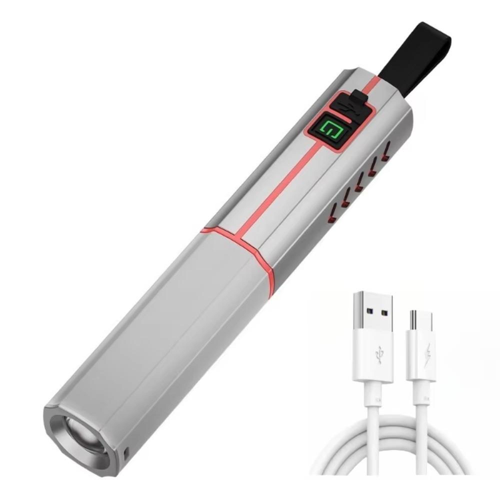 LED Ultra-Bright Camping Lantern Zoomable Waterproof White Laser Flashlight Rechargeable Type-C Portable Torch Outdoor Use