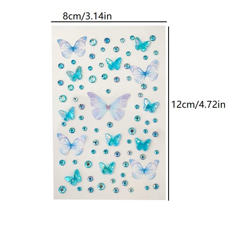 1 Blatt Elfen Schmetterling Gesichtsaufkleber Kawaii Selbstklebend Weben Schmetterling Deko Für Bühne Konzert Make-up Zubehör