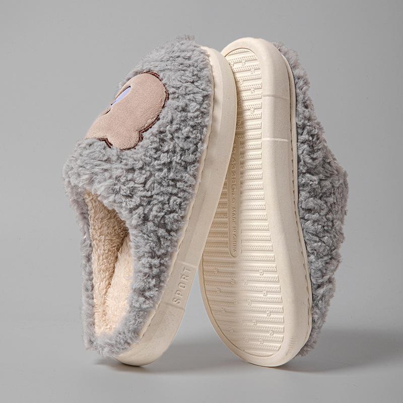 Home slippers confinement shoes non-slip cotton slippers new warm winter cotton shoes wear-resistant women comfortable soft home men