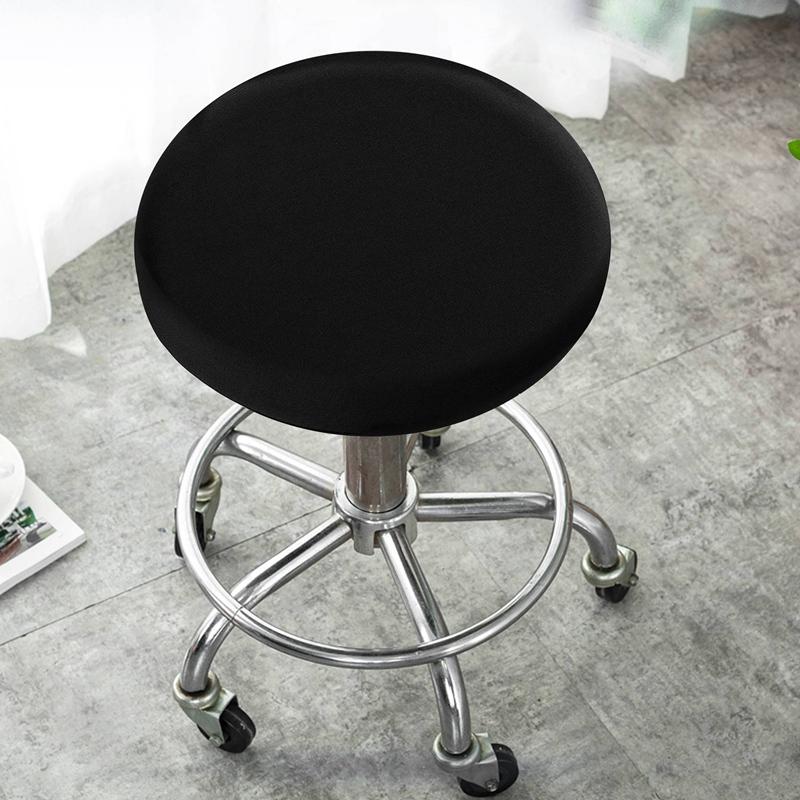 A95I-4 Pack Round Bar Stool Covers - Super Soft And Washable Elastic Stool Cushion Slipcover For Bar 12-14 Inch Chair-Black