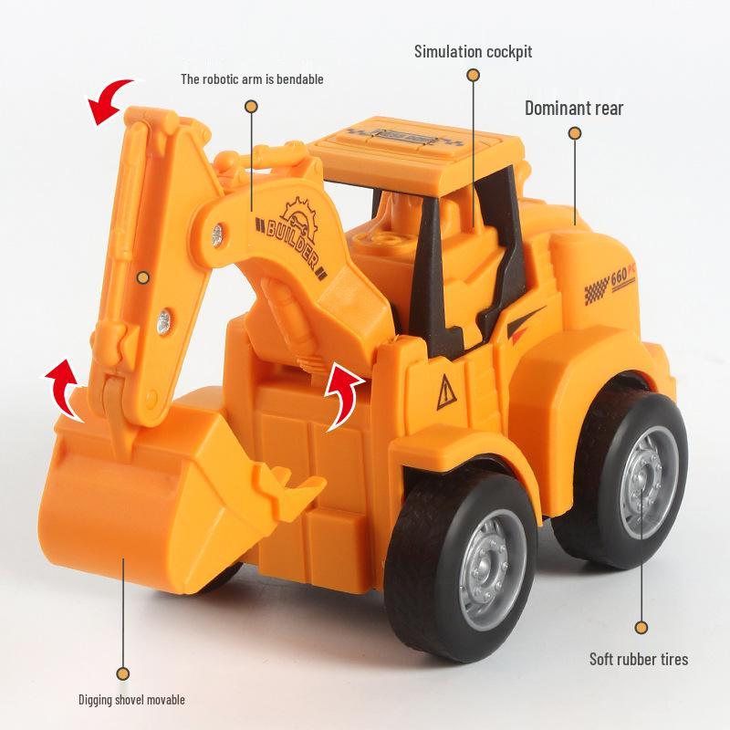 Douyin Hot Seller: Press-and-Slide Pull-back Engineering Vehicle Toy for Night Market & Primary School Student Gifts