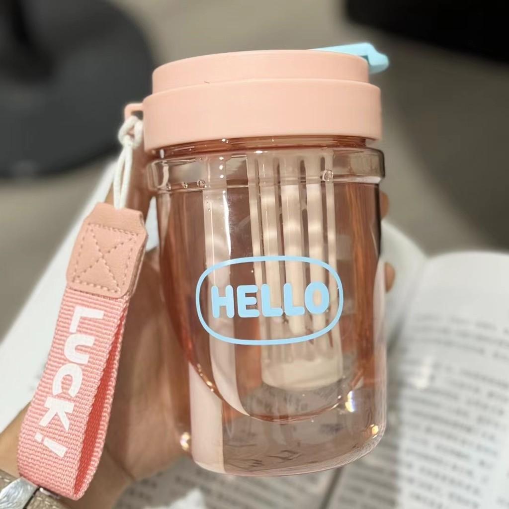 Hello Flower Tea Cup 580ml Double Drinking Portable Plastic Tumbler For Summer Outdoor Use