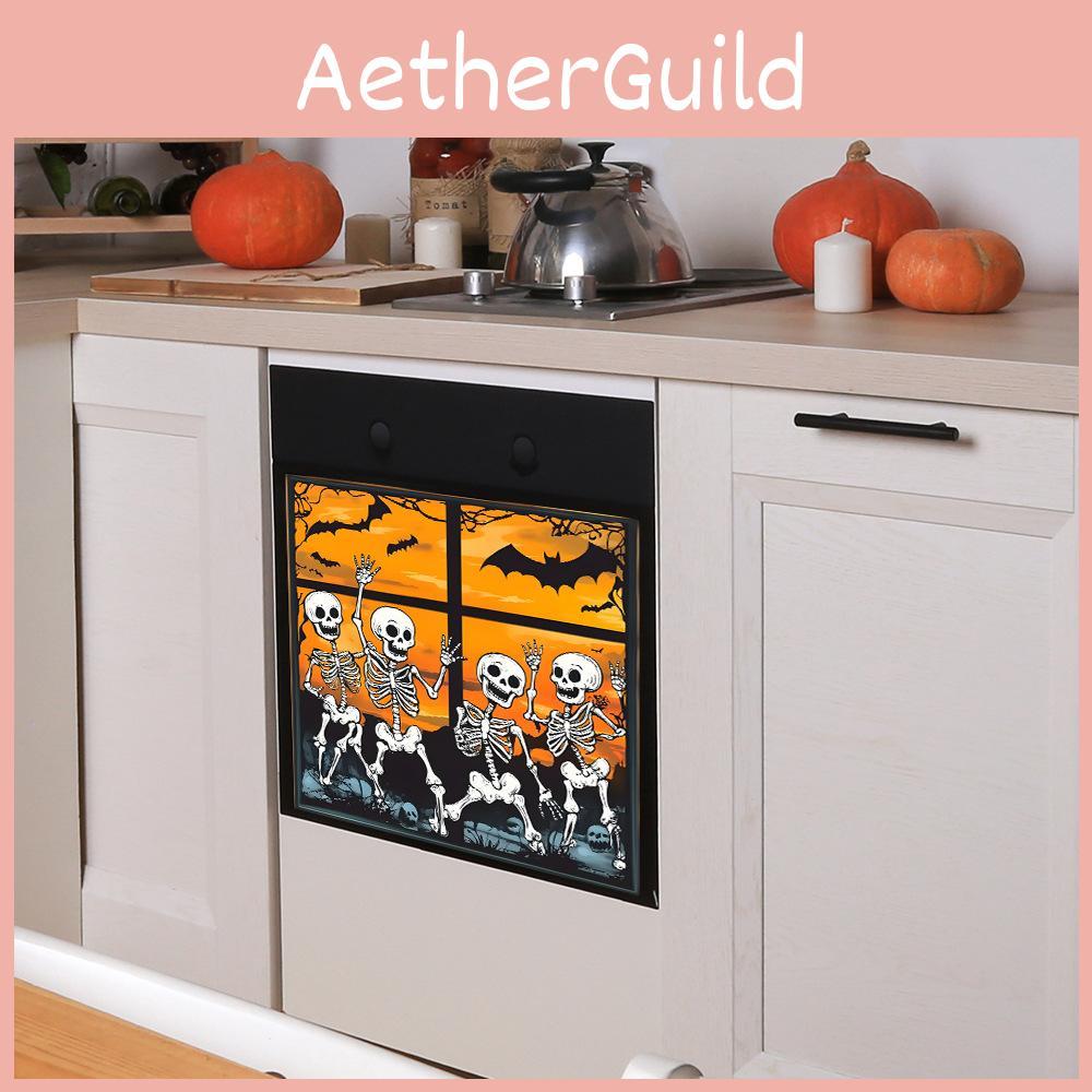 Sun Setting Halloween Skull Bat Celebrations Glass Cabinets Home Stickers Decor