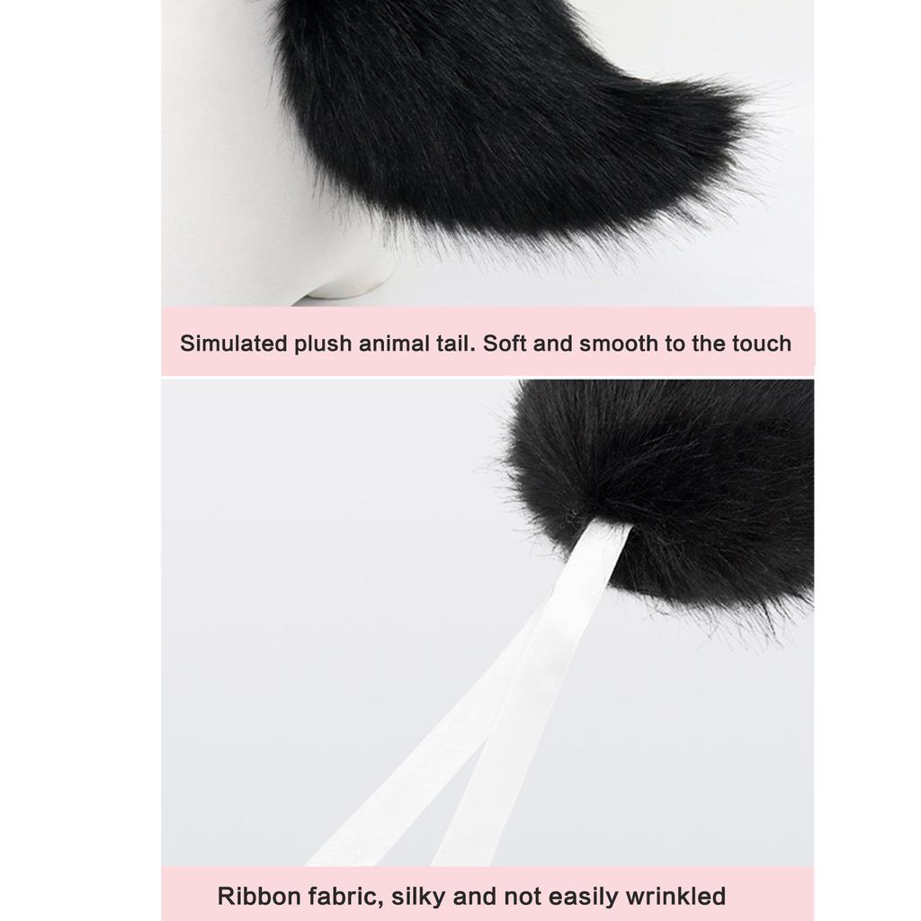 Rabbits Costume Accessories Plush Ear Hairband Tail Halloween Costume Accessories Set for Kid Girl Halloween Cosplay
