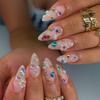 Reusable Almond Press On Nails Ins Trend Sparkling Rhinestone Special Gem Design Nail Tips