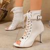 Women Sandals 2026 New Fish Mouth Stiletto Sandals  Open Toe Lace-Up Belt Buckle Shoes Women Zipper Non-Slip High Heel Booties