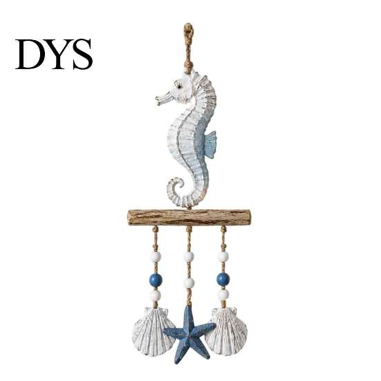 Jute Rope Wall Hanging Lighted Coastal Wooden Ornament, Nautical Fish Shell Starfish Sign with Handmade Beach Vibe Art Warm LED Lights, House