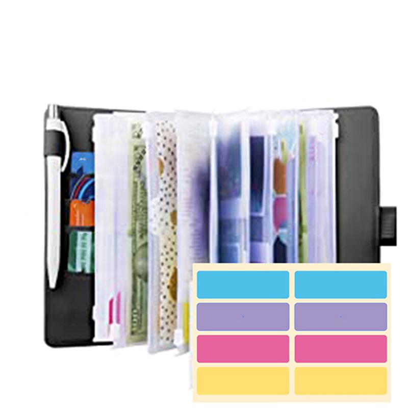 A6 Leather Loose-leaf Binder with Zipper Pocket for Cash and Budget Management.