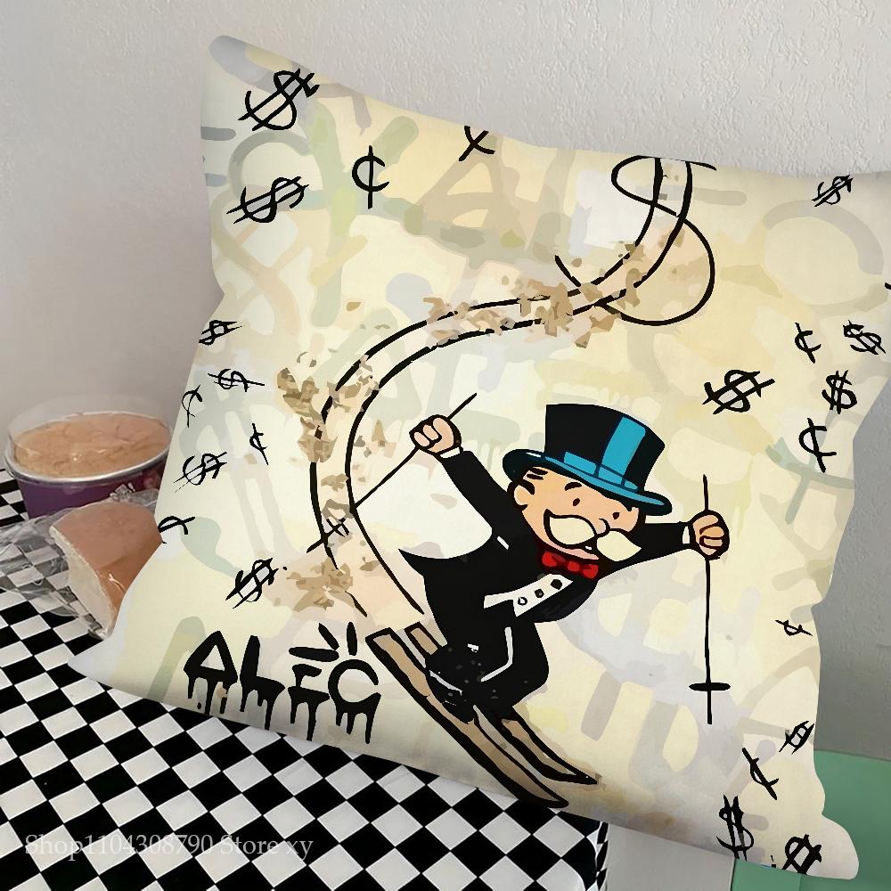 Game Dollar Alec Monopoly Man Pillow Case Square Pillow Bedroom Sofa Leisure Comfort Cushion Car Living Room Home Decoration