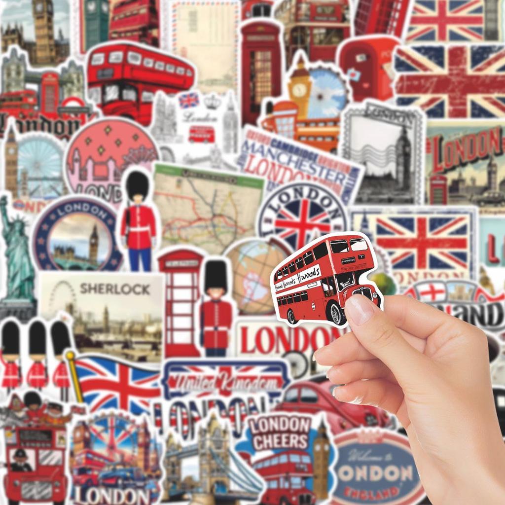 56 Waterproof PVC London Landmarks Retro Stickers - Creative Tourist Souvenirs for DIY Notebooks & Planners