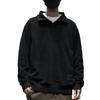 Men's Corduroy Half-High Collar Zipper Hoodie - Warm, Loose, Casual, Plus Velvet, Trendy Autumn/Winter Outerwear Sports Top