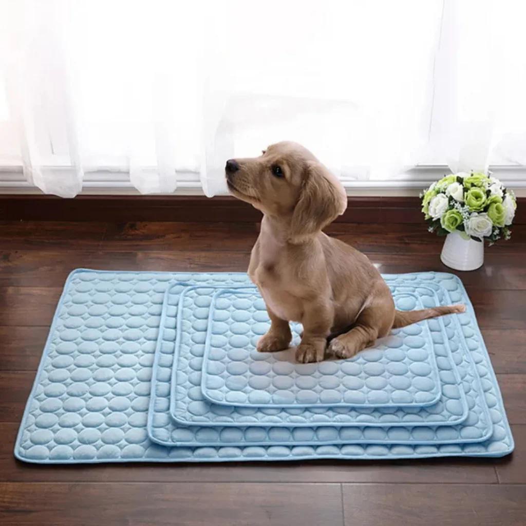 Pet Cooling Mat Dog Cat Sleeping Pad Cool Ice Silk Moisture-proof Mattress Cushion Summer Small Animal Cold Bed 5 Sizes