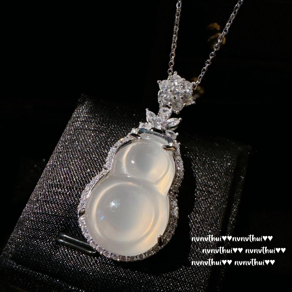 Lychee Frozen White Chalcedony, Gourd Gem Necklace, Water Spirit, 18K Gold Plated, High Ice Chalcedony Cheetah, Ring