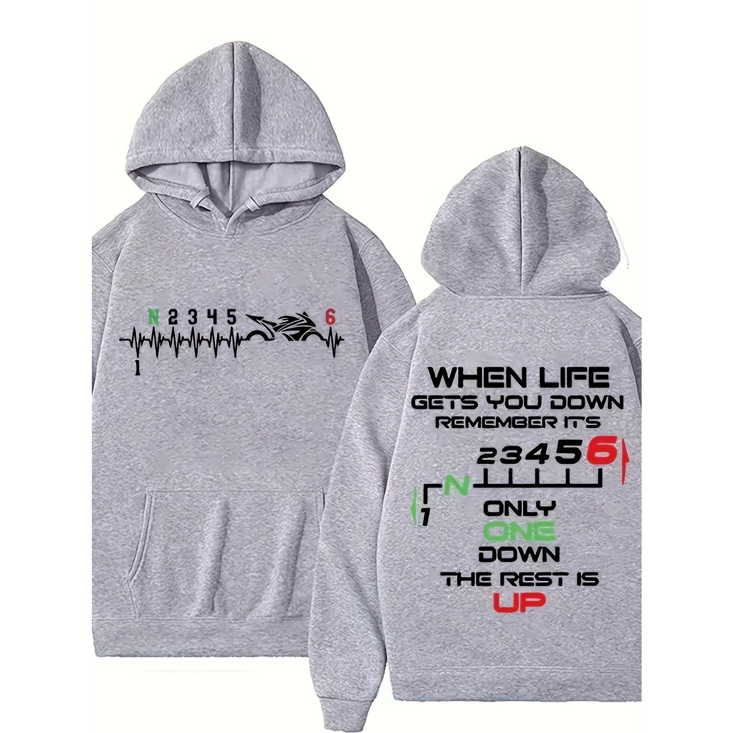 

1N23456 Men Motorcycle Biker Hoodie Heartbeat Line Graphic Drawstring Hood Sports Hiphop Sweatshirt Fall Winter Hoodie for Men 3XL