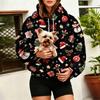 Women's Fashion Christmas Print Hooded Sweatshirt with Large Pet Pocket for Holiday
