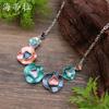 New enamel geometric flower necklace, women's exaggerated geometric petal zinc alloy necklace